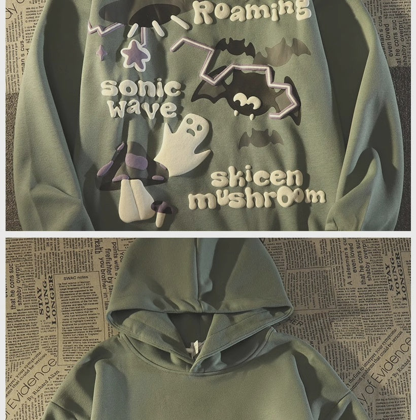 Retro Bat Ghost Oversized Hoodie