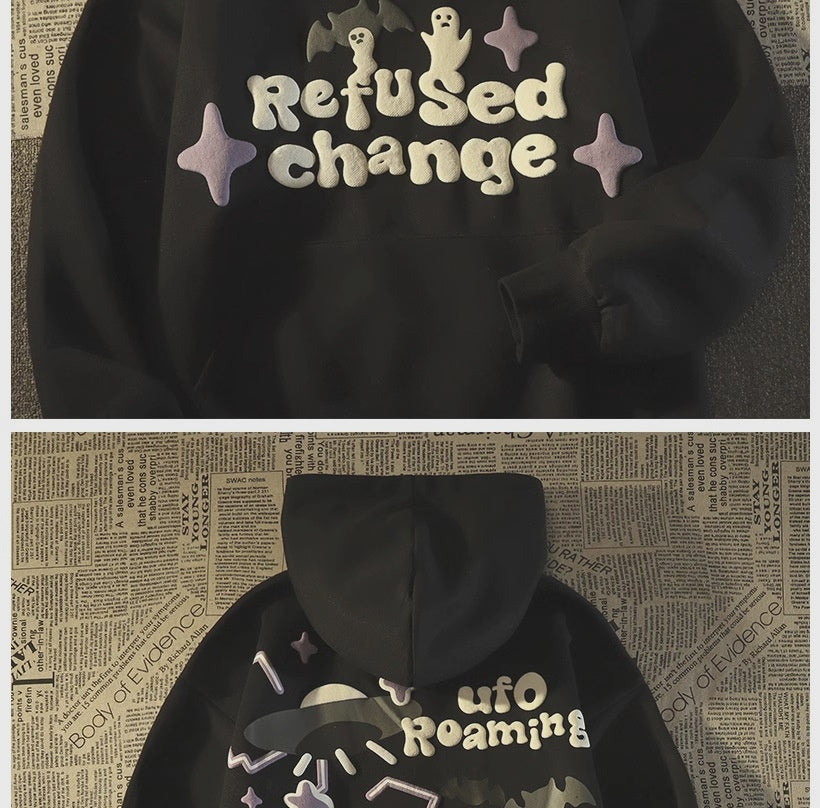 Retro Bat Ghost Oversized Hoodie