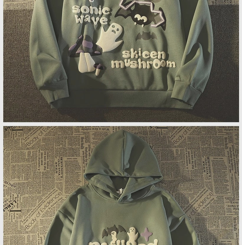 Retro Bat Ghost Oversized Hoodie