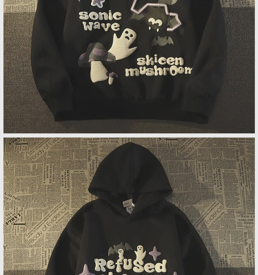Retro Bat Ghost Oversized Hoodie
