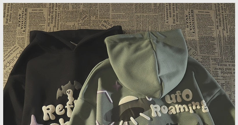 Retro Bat Ghost Oversized Hoodie