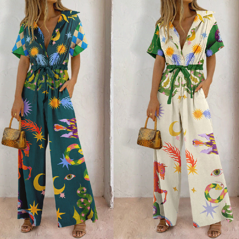 High Waist Casual Cotton Linen Jumpsuit for Women