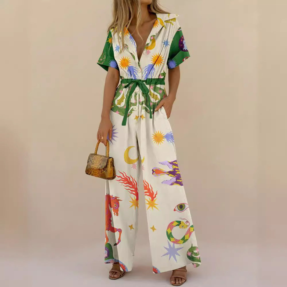 High Waist Casual Cotton Linen Jumpsuit for Women