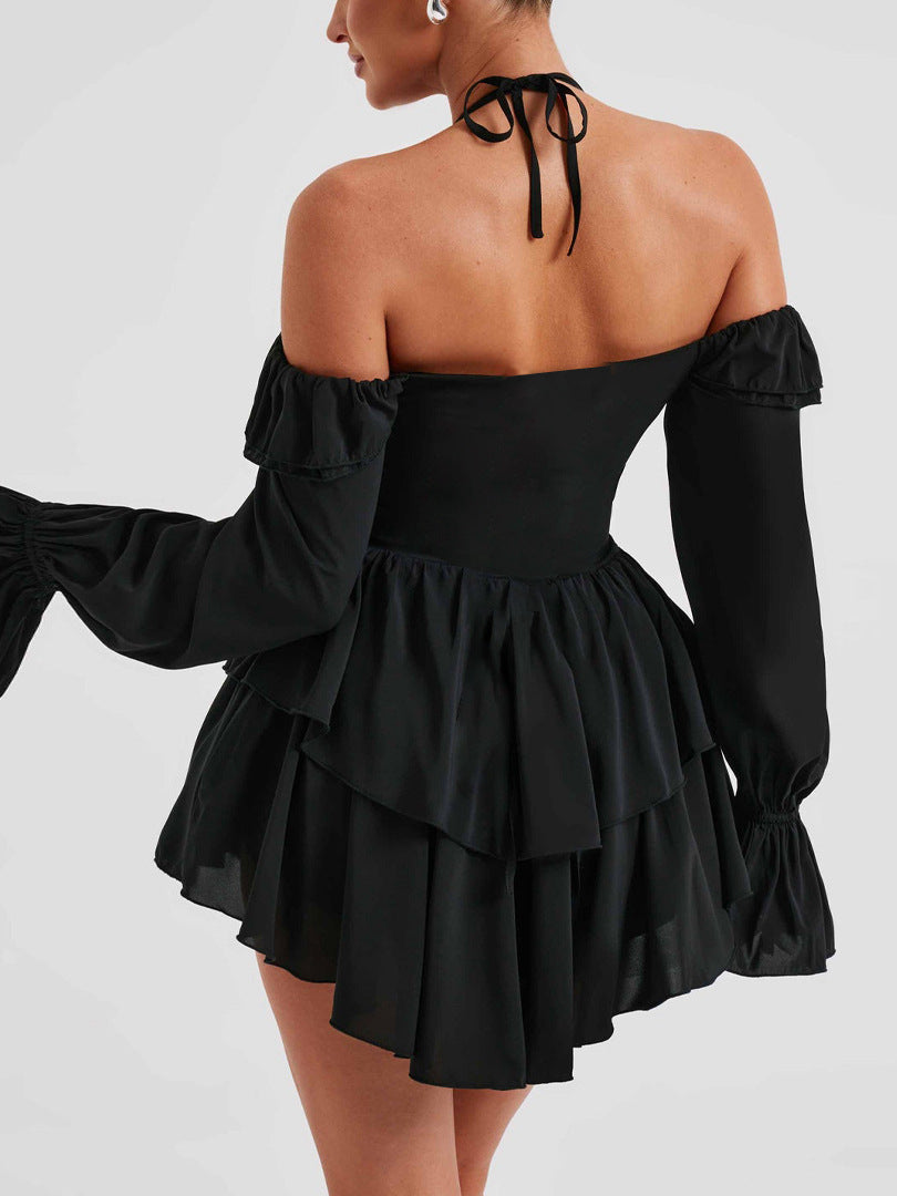 Women's Ruffled Long-Sleeve Romper Shorts
