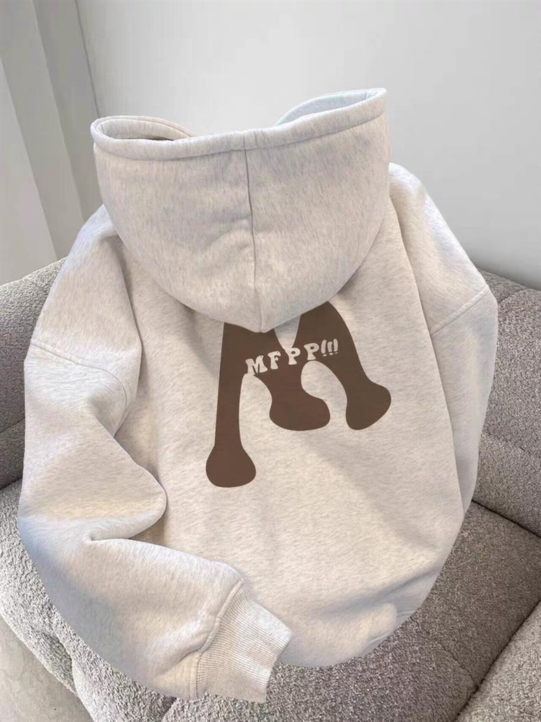 Retro Fleece-Lined Hooded Sweatshirt for Women