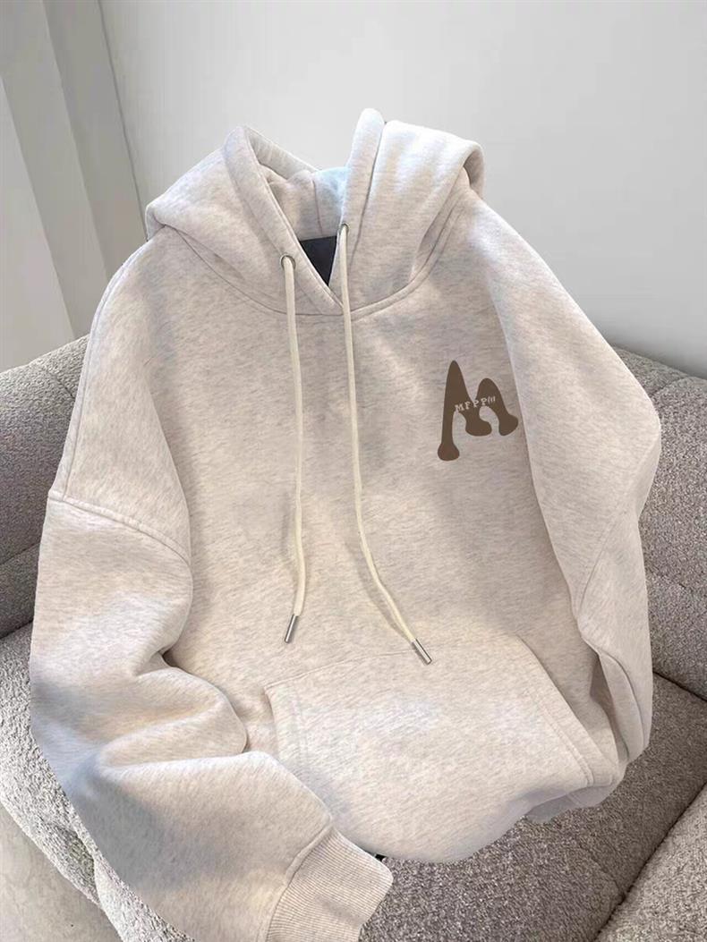 Retro Fleece-Lined Hooded Sweatshirt for Women