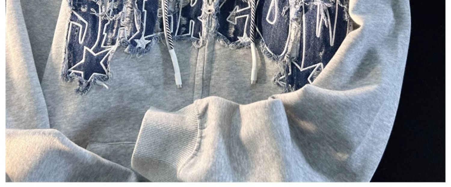 Women's Letter Zip-Up Hooded Cardigan Sweater