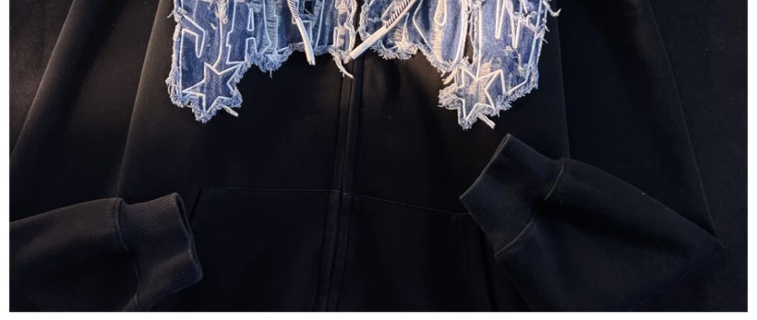 Women's Letter Zip-Up Hooded Cardigan Sweater