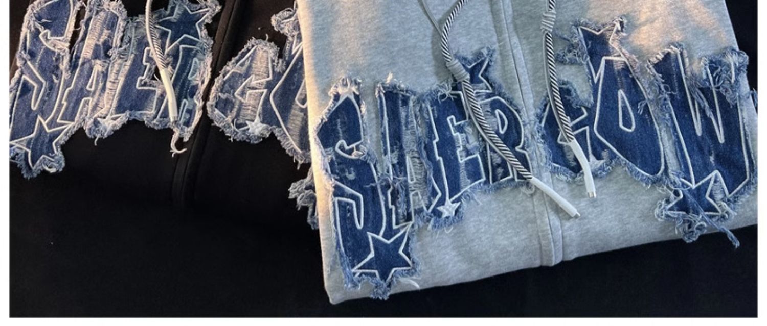 Women's Letter Zip-Up Hooded Cardigan Sweater