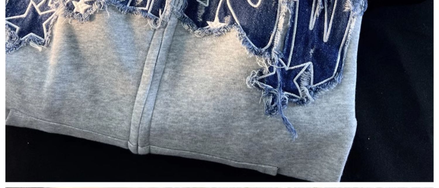 Women's Letter Zip-Up Hooded Cardigan Sweater