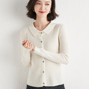 Polo Collar Slim Fit Slimming Long Sleeves Top Breasted Cardigan