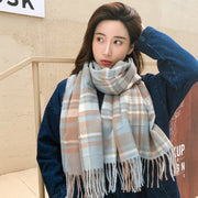 Autumn Winter Plaid Scarf for Women, Soft Imitation Cashmere