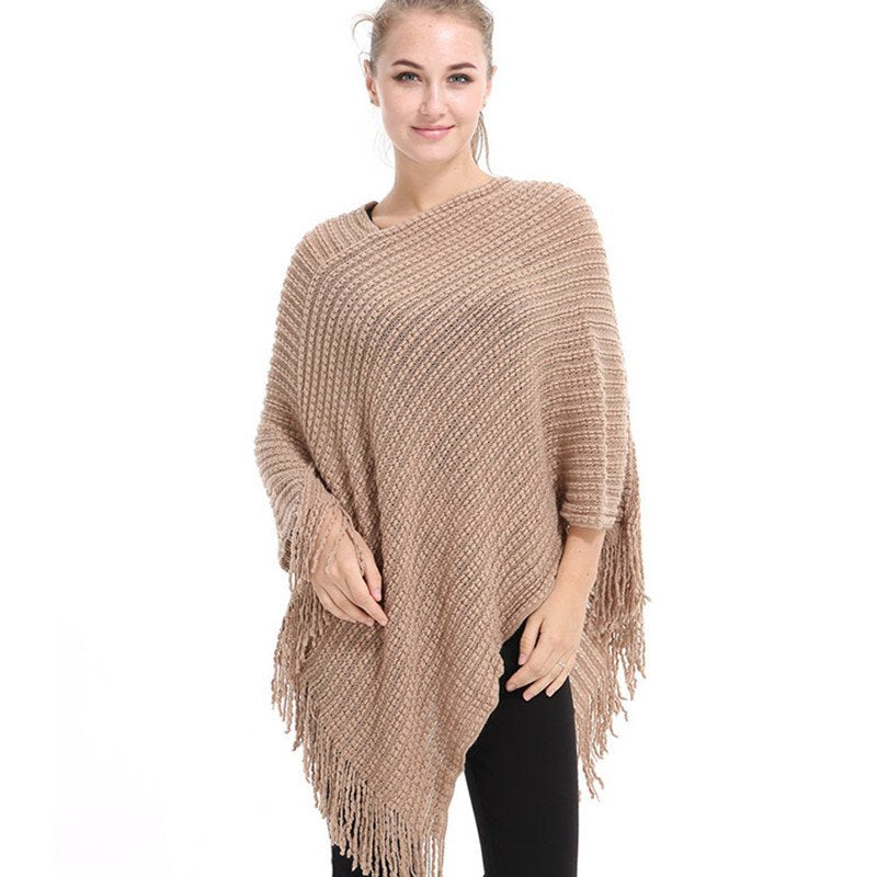 Cozy Knitted Cloak Shawl for Women