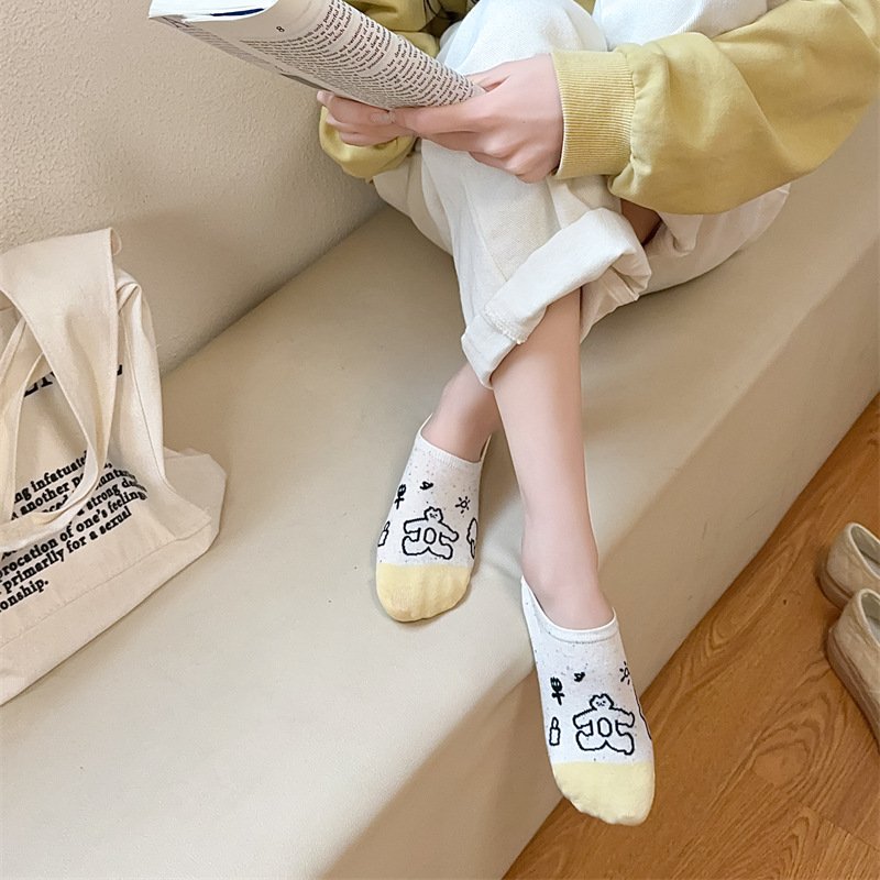 Invisible Cartoon Boat Socks for Women