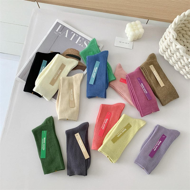 Cotton Mid-Calf Socks for Women - 10 Color Options
