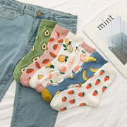 Strawberry Fruit Print Socks for Women
