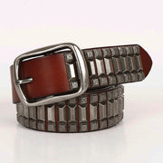 Unique Pagoda Rivet Leather Belt for Men and Women