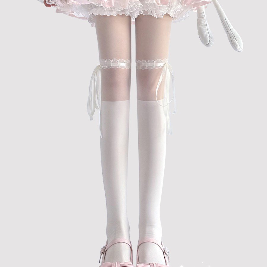 Ultra-Thin Women's Lace-up Pantyhose for Smooth Legs