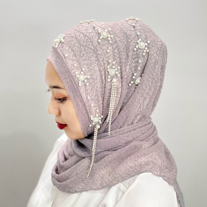 Add Elegant Touch with Gold Beaded Headscarf