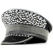 Wedding Hat with Sequins - Flat Top Cap for Women