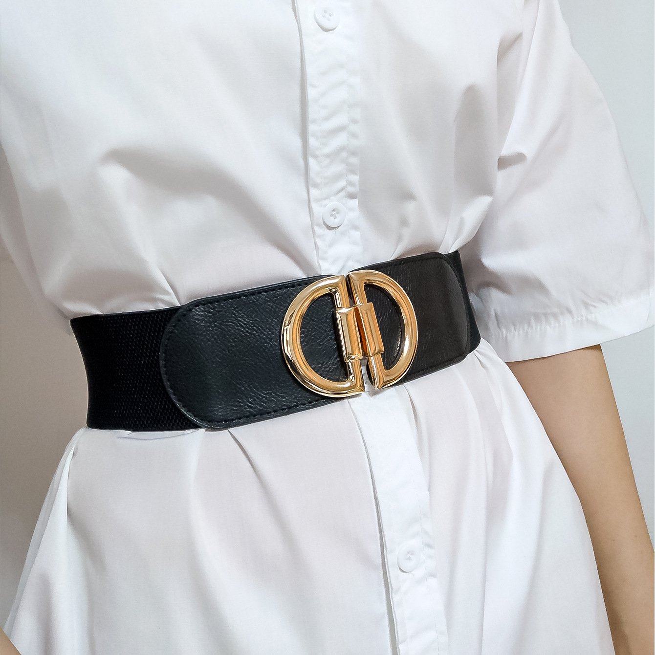 Wide Elastic Buckle Belt for Women