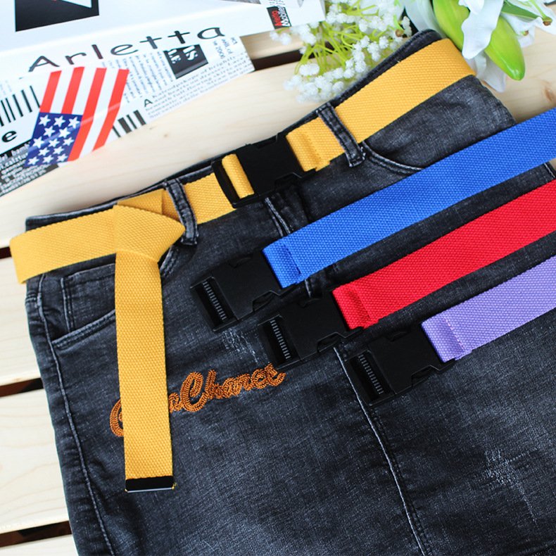 Black Canvas Belt with Plastic Buckle