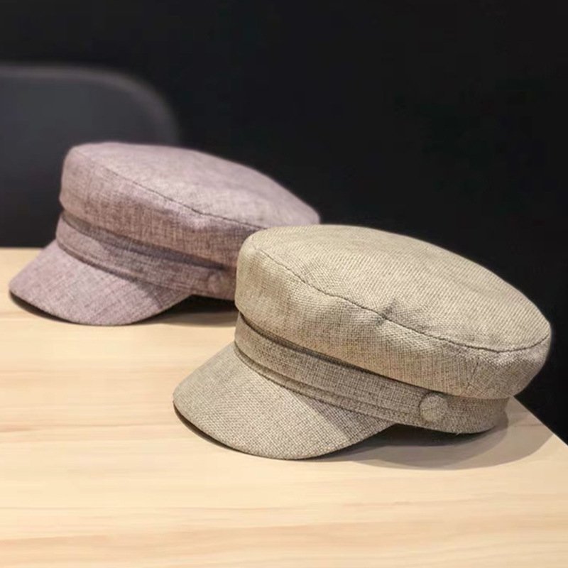 Linen Casual Flat Top Cap for Women