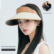 Wide Brim Leaf Straw Hat with Face Cover