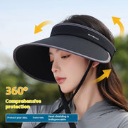 Sun Protection Plaid Topless Hat for Women