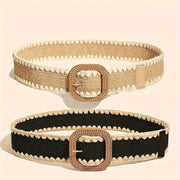 Elegant Wooden Buckle Grass Belt for Men
