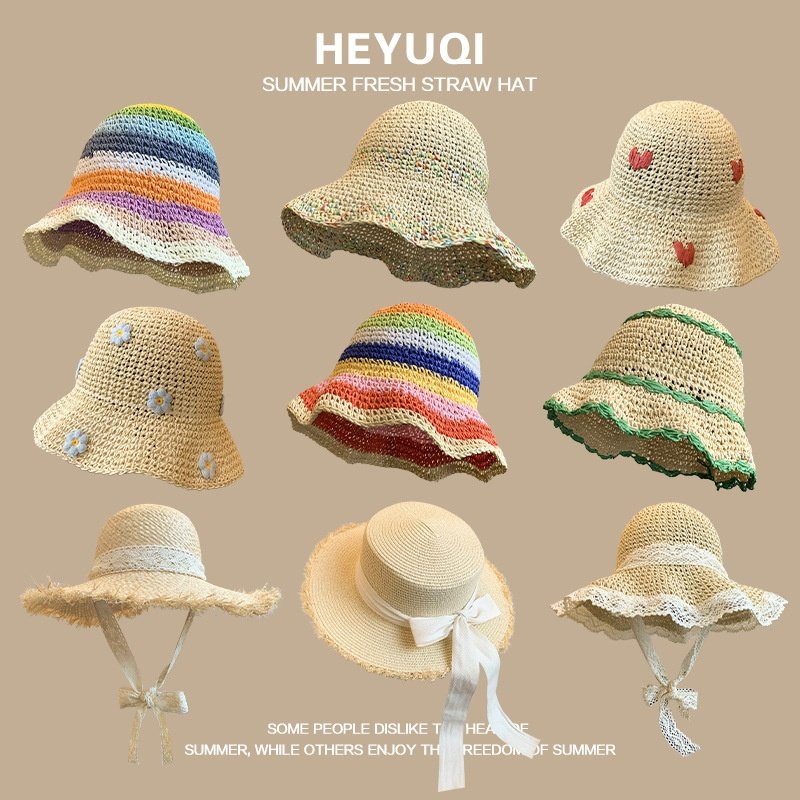 Women's Summer Raffia Hat, French Lace Style
