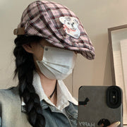 Pink Plaid Sun Hat for Women