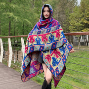 Warm Ethnic Style Shawl Cloak for Women