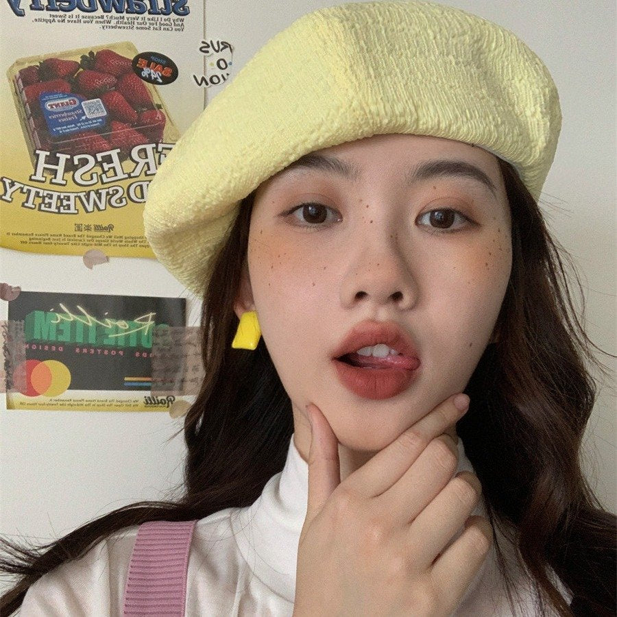 Summer Kids' Pleated Seersucker Beret