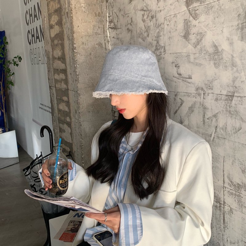 Frayed Denim Fisherman Hat for Women