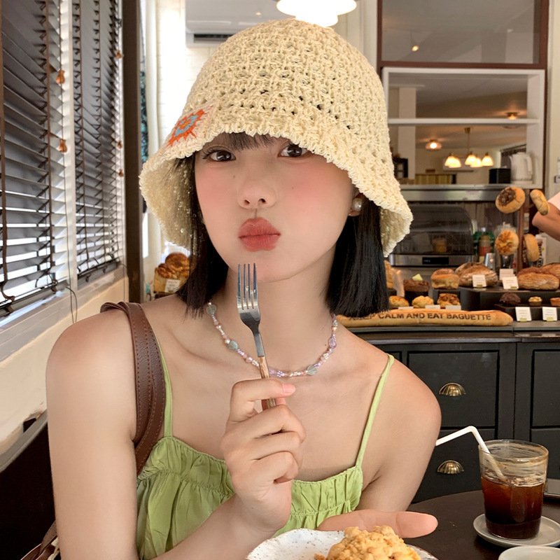 Summer Woven Bucket Hat for Women - Breathable Sun Protection