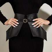 Fan-Shaped Girdle Waist Skirt with Pin Buckle