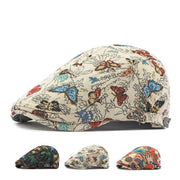 Vintage Chinese Peaked Cap for Women - Embroidered Butterfly Design