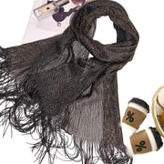 Thin Rayon Scarf for Women, Gold and Silver European Style Shawl, Quick-Drying Polyester Fabric