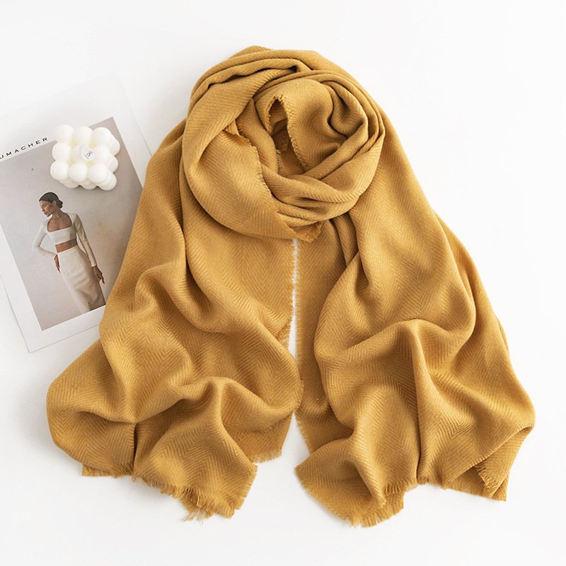 Monochrome Herringbone Scarf for Women - Soft & Warm Casual Style