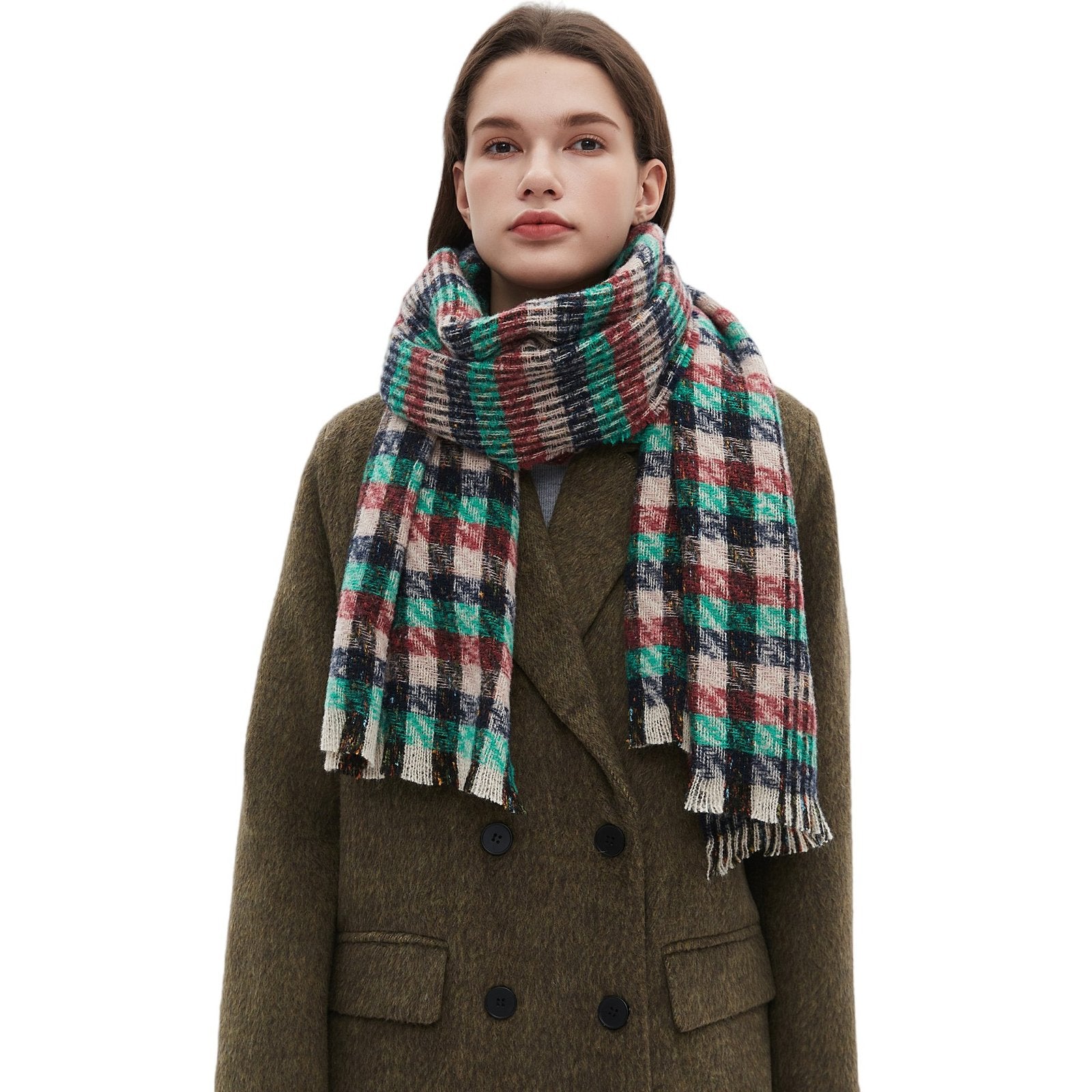 Warm Small Plaid Scarf for Autumn Winter