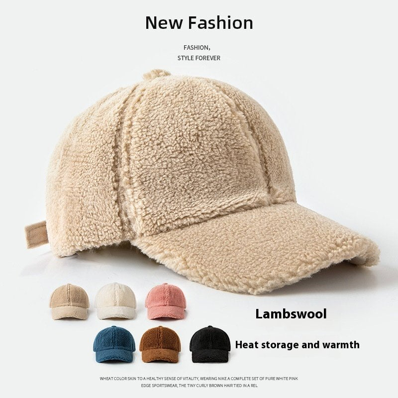 Women's Plush Peak Hat, Soft Lamb Wool Style