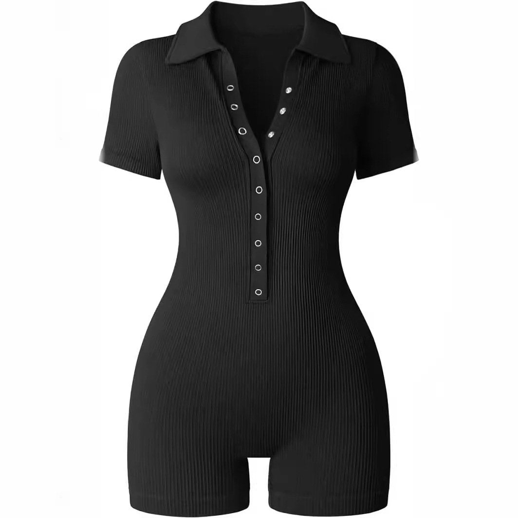 Women's Rib V-Neck Yoga Jumpsuit for Fitness