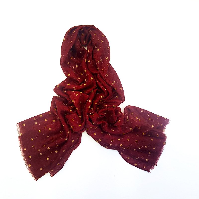 Wine Red Floral Shawl for Women