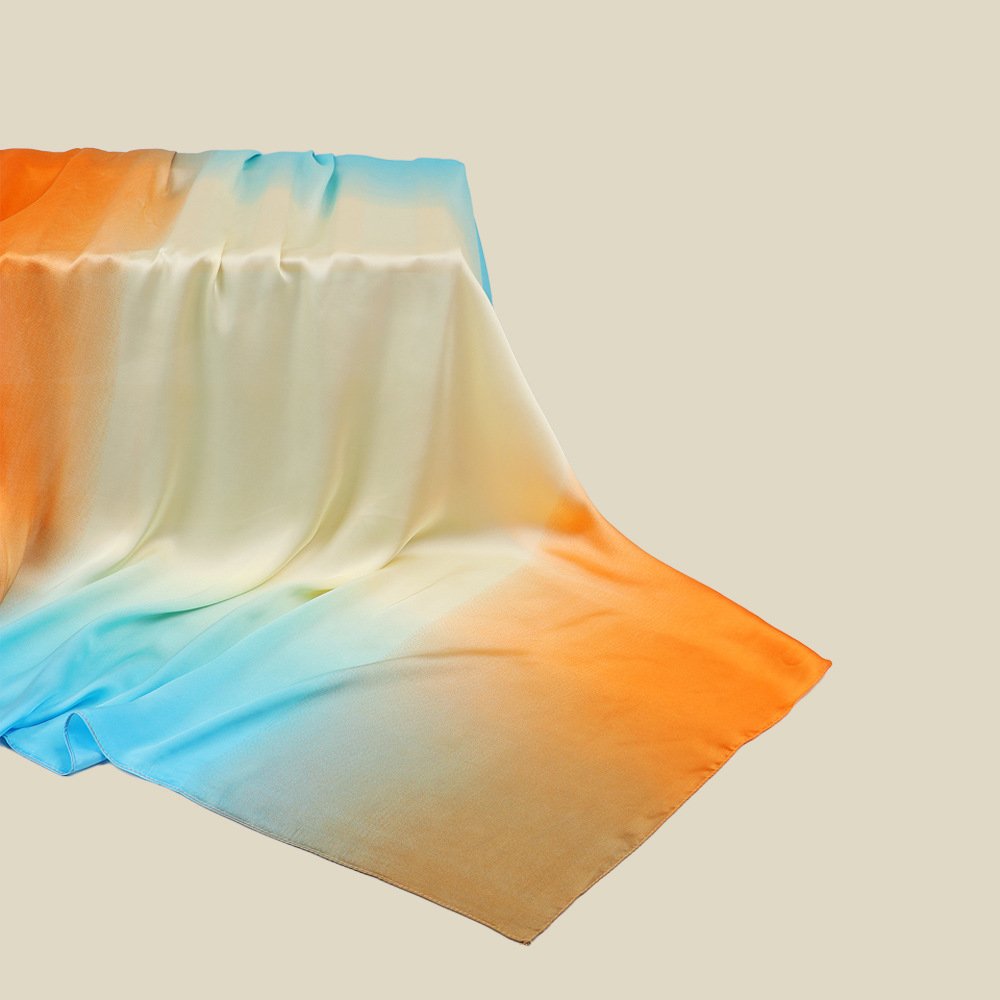 Navy Blue to Yellow Gradient Square Scarf - 90cm