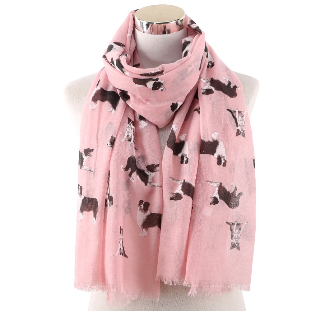 Women's Sun Protection Scarf with Cute Dog Print