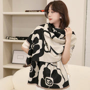 Double-sided Camellia Scarf - Extra Thick, Dual-use Fashion