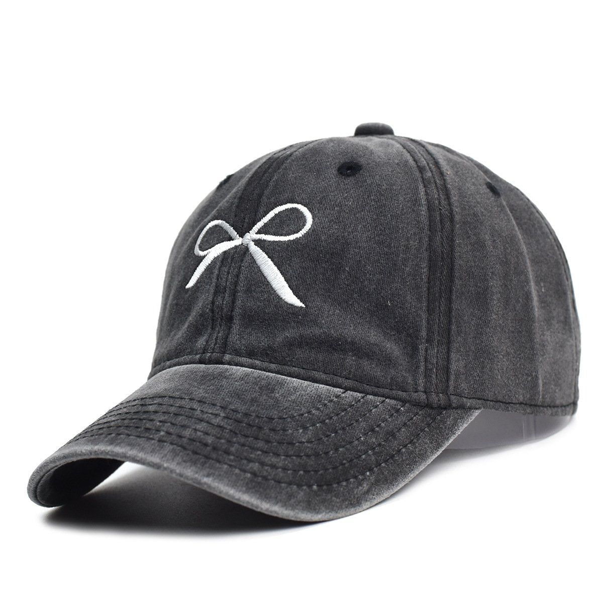 Retro Distressed Bowknot Baseball Cap for Women