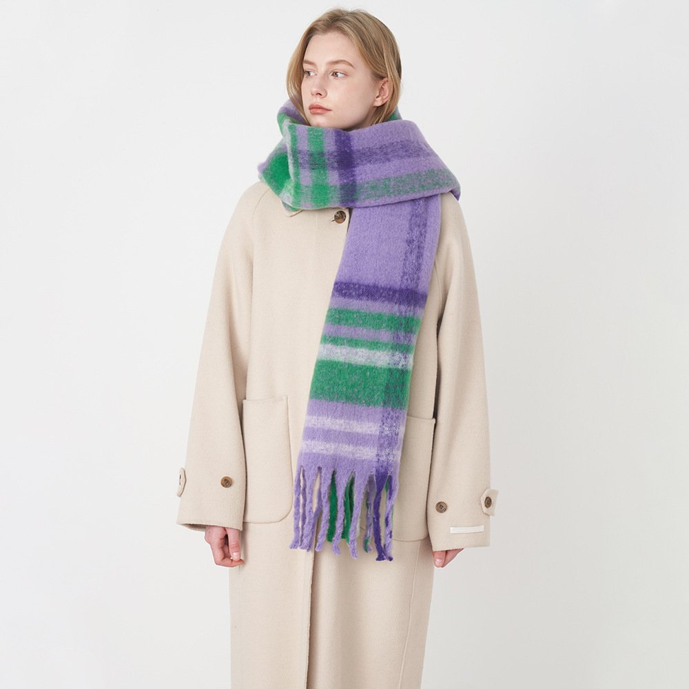 Warm Plaid Scarf for Women - European & American Style
