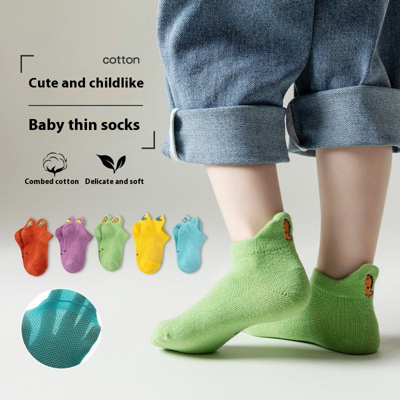 Summer Cartoon Socks for Kids Cotton Mesh Thin